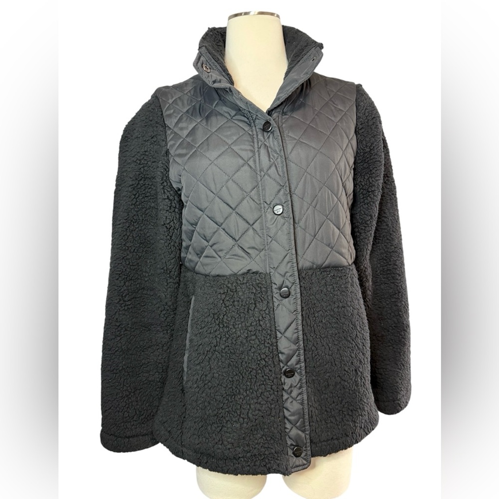 Madden Girl Black Quilted Sherpa Snap Jacket ~ Size Medium